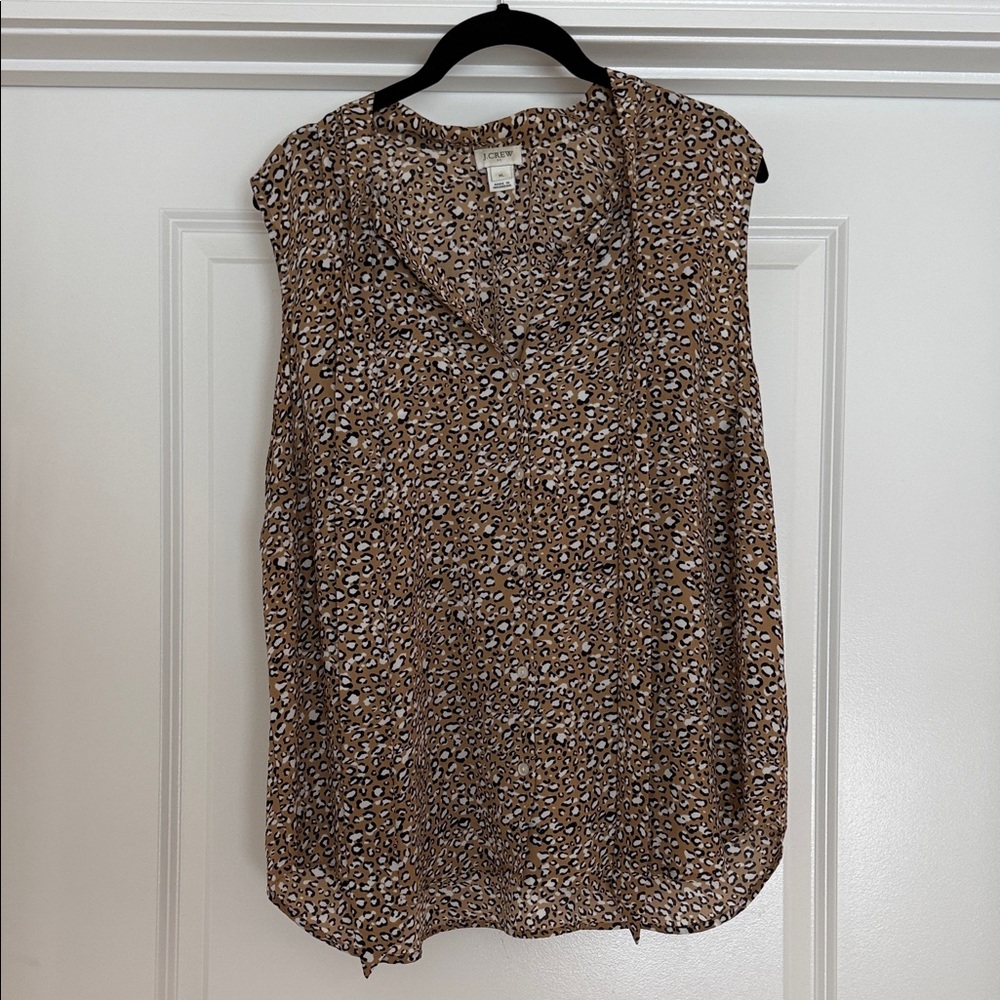 Sleeveless Leopard Print Blouse - Brown